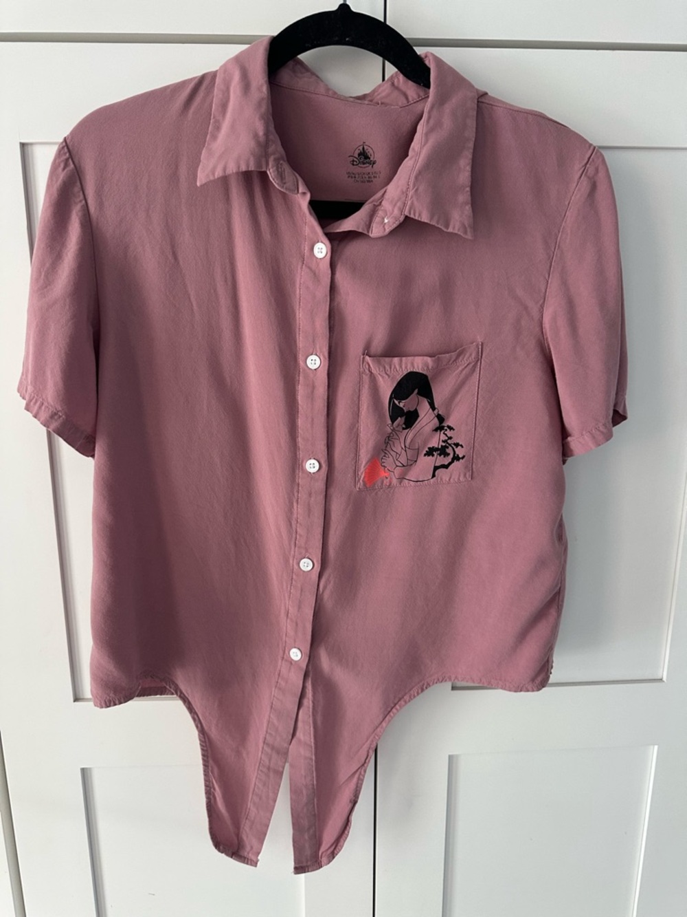 Disney Rose Pink Logo Tee with Black Print
